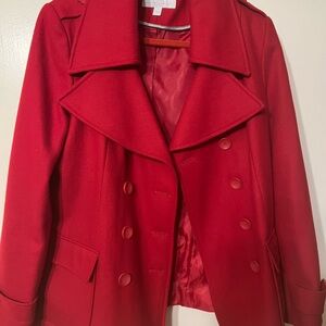 New York & Company Vibrant Red Pea Coat